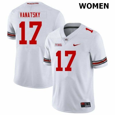 NCAA Ohio State Buckeyes Women's #17 Danny Vanatsky White Nike Football College Jersey LGT0345JP